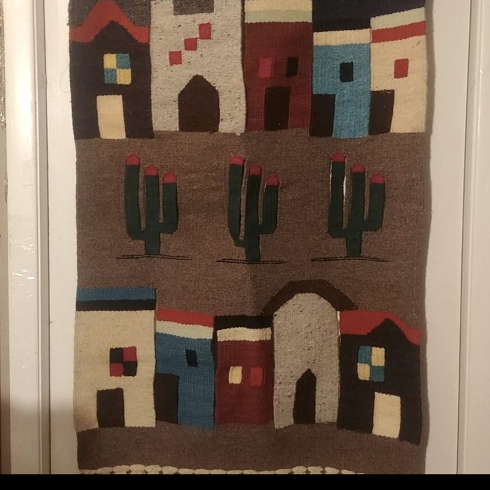 Southern Village Handwoven Wall Hanging Decor Wool Fringed Rag